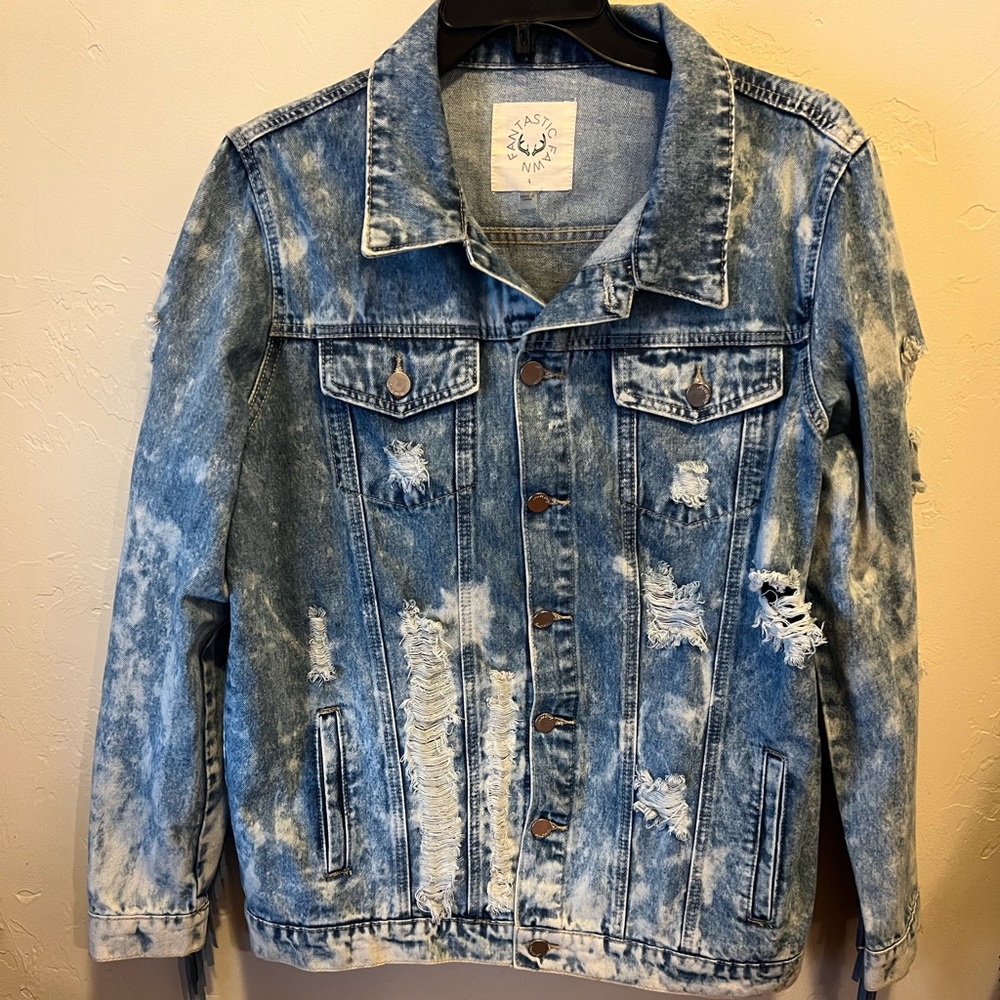 Fantastic Fawn Distressed Blue Jean Jacket